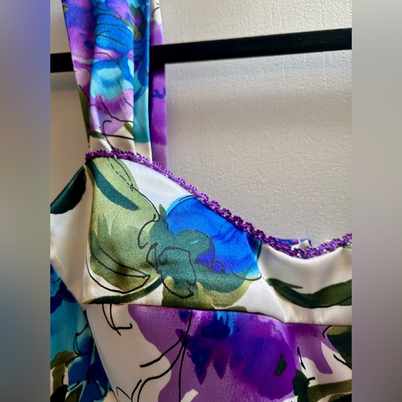 Vintage Satin Ruby Rox Ruched Floral Mini Dress - Picture 2 of 8